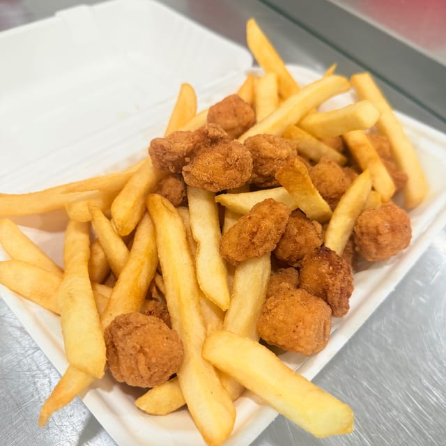 Kids Popcorn Chicken with Fries.
