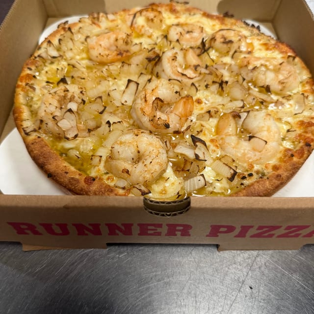 Shrimp Scampi Pizza.