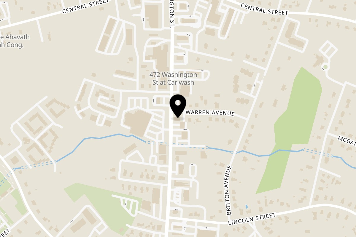 Map showing the location of Runner Pizza Stoughton on 516 Washington St in Stoughton